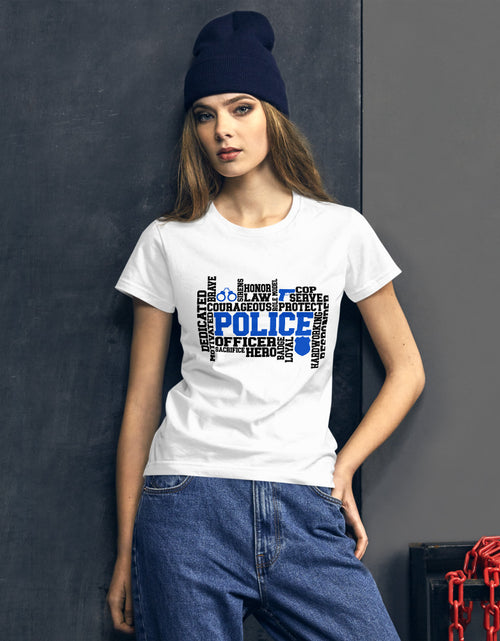 Load image into Gallery viewer, Police Word Art Women&#39;s short sleeve t-shirt
