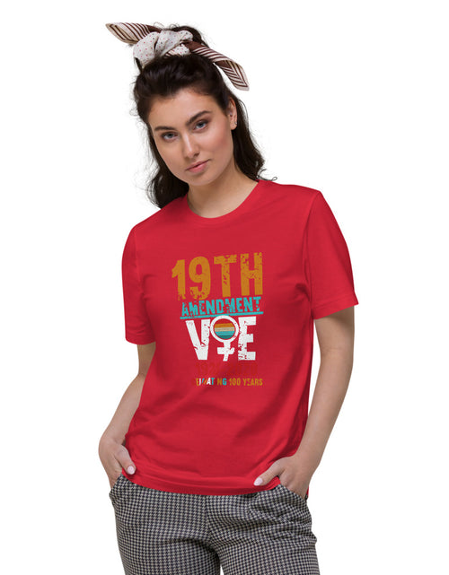 Load image into Gallery viewer, 19th Amendment Only 100 Years Voting Red Tshirt
