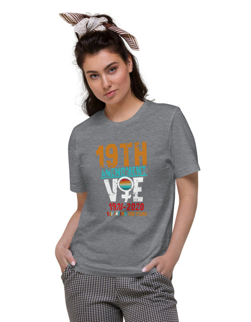 Load image into Gallery viewer, 19th Amendment Only 100 Years Voting Gray Tshirt
