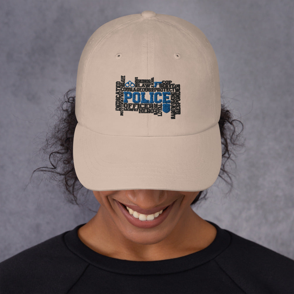 Police Word Art Dad hat