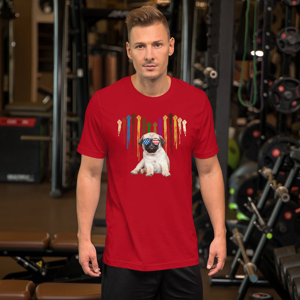 Pro Human Rights - Pro American Doggy Short-Sleeve Unisex Red T-Shirt