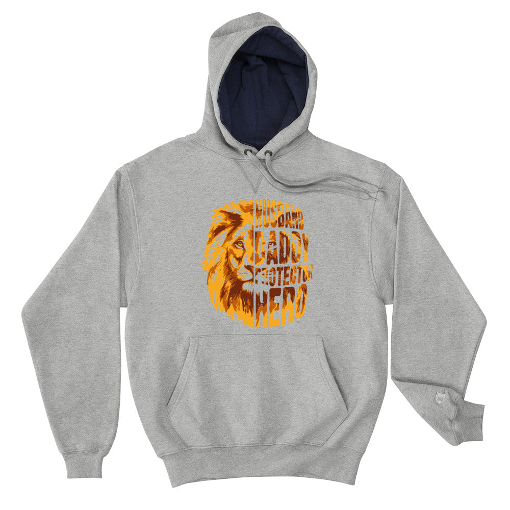 Husband Daddy Protector Hero Champion Hoodie Gray