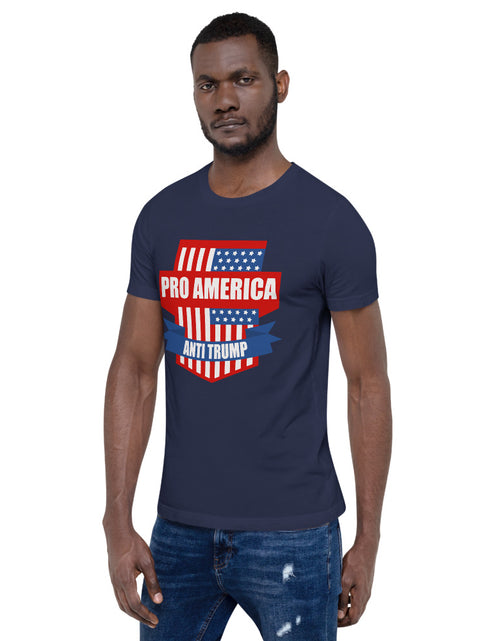 Load image into Gallery viewer, Pro-American, Anti-Trump Short Sleeve Navy T-shirt
