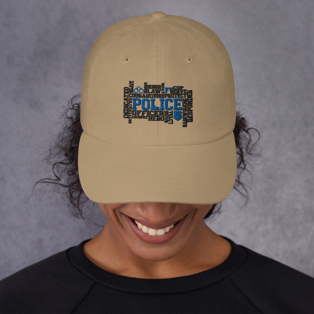 Police Word Art Dad hat