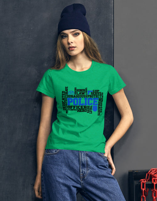 Load image into Gallery viewer, Police Word Art Women&#39;s short sleeve t-shirt
