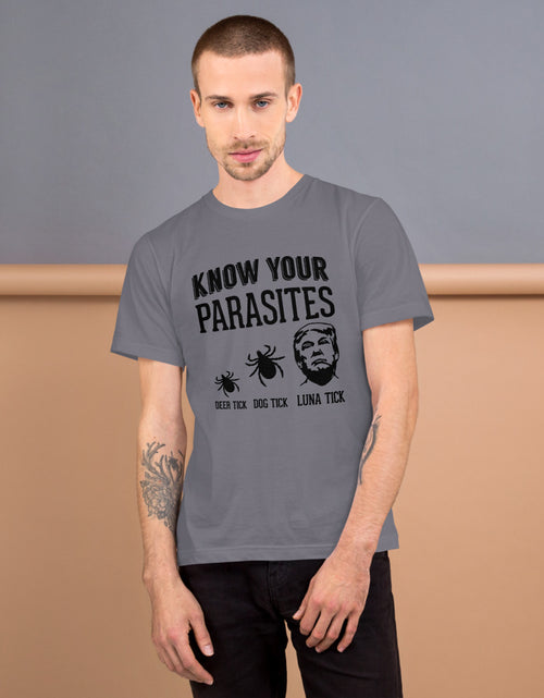 Load image into Gallery viewer, Know Your Parasites Trump T-Shirt Dk Gray
