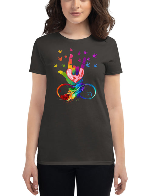 Load image into Gallery viewer, Peace and Love Women&#39;s short sleeve t-shirt
