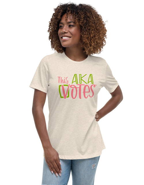 Load image into Gallery viewer, This AKA Votes &quot;Team Kamala&quot; Alpha Kappa Alpha White Tshirt
