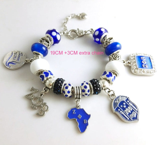 Newest ZETA PHI BETA  Sorority  Bracelet ZPB charm bead  bracelet bangle