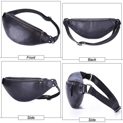 Load image into Gallery viewer, Genuine Crazy Horse Leather Men&#39;s Travel Fanny Pack
