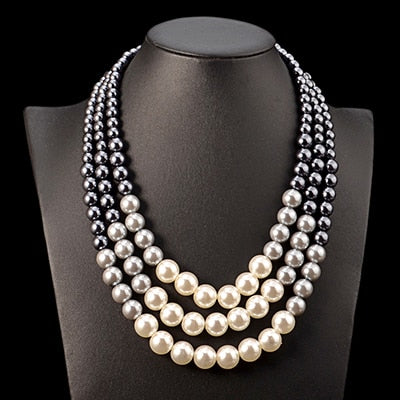 Load image into Gallery viewer, UDDEIN Ethnic statement necklace for women Multi layer simulated pearl jewelry bib beads maxi necklace African bead jewelry
