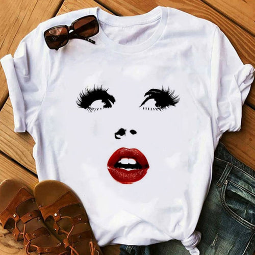 Load image into Gallery viewer, Makeup Red lip Prints Girls TShirts
