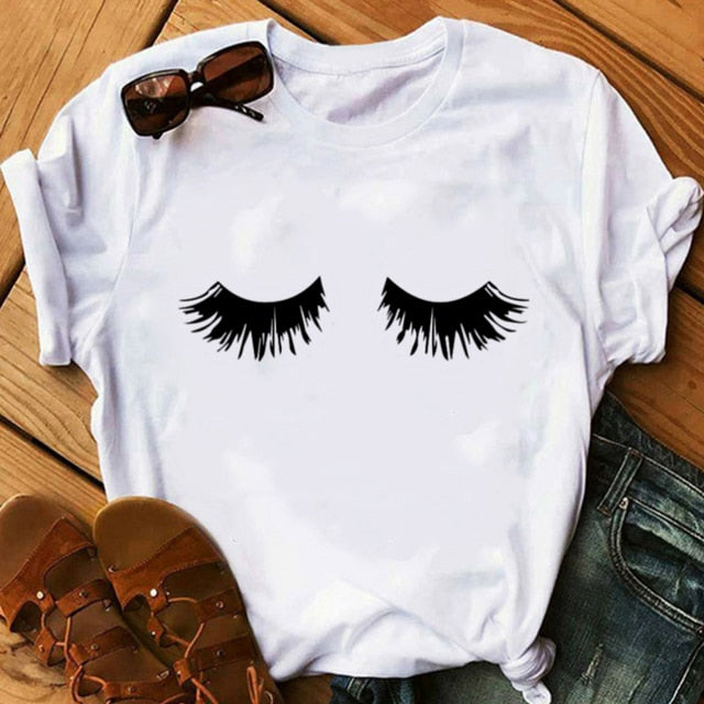 Makeup Red lip Prints Girls TShirts