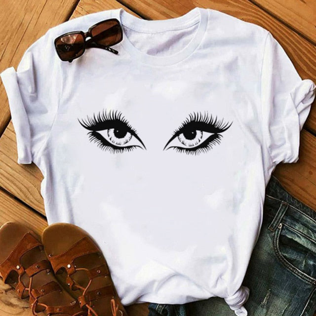 Makeup Red lip Prints Girls TShirts