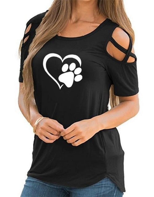 Load image into Gallery viewer, Heart Paw Off Shoulder Tops
