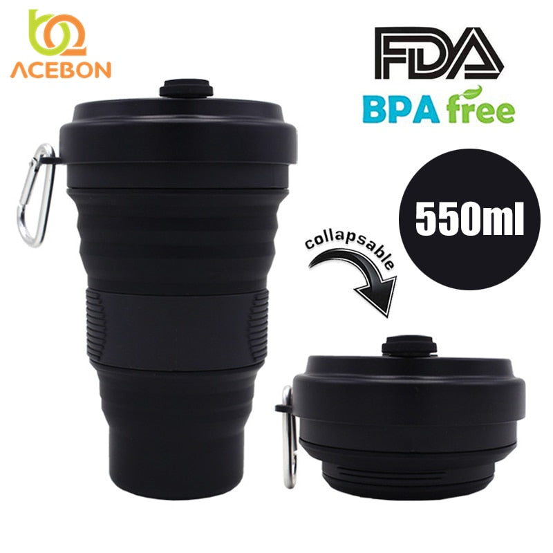 Collapsible Silicone Travel Coffee Cup With Lids