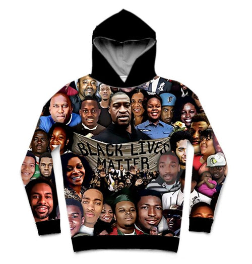 Load image into Gallery viewer, REAL American SIZE 2 styles black lives matter collage  Sublimation Printing Hoody  Hoodies Plus size 5xl 6xl
