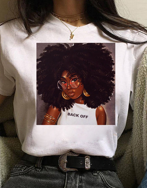 Load image into Gallery viewer, Vogue T Shirt Women Melanin T Shirt Black African Curly Hair Girl Printed Tshirt Femme Harajuku Clothes Female T-shirt Tops Tee
