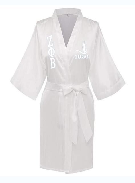 Sorority Delta, AKA, Zeta Sigma Faux Silk and Polyester Bath Robe..