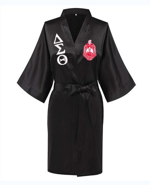 Sorority Delta, AKA, Zeta Sigma Faux Silk and Polyester Bath Robe..