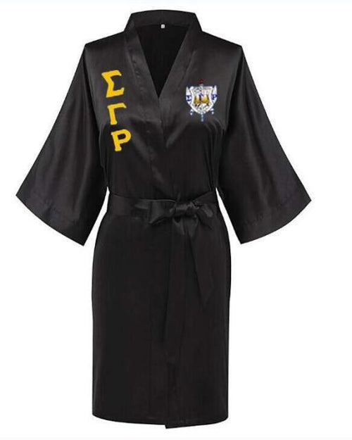 Load image into Gallery viewer, Sorority Delta, AKA, Zeta Sigma Faux Silk and Polyester Bath Robe..
