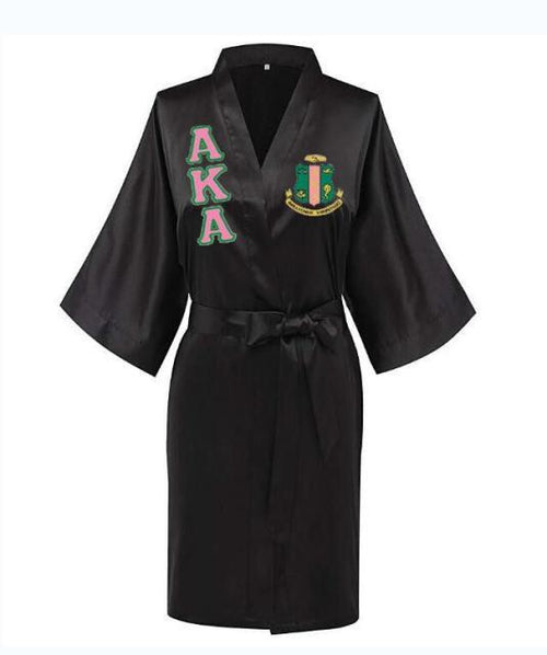 Load image into Gallery viewer, Sorority Delta, AKA, Zeta Sigma Faux Silk and Polyester Bath Robe..
