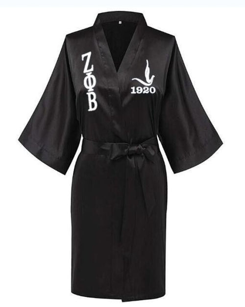 Load image into Gallery viewer, Sorority Delta, AKA, Zeta Sigma Faux Silk and Polyester Bath Robe..
