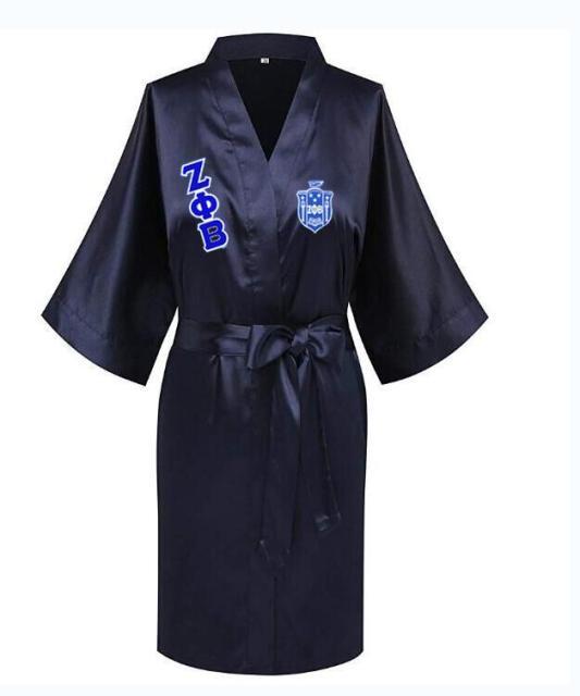 Sorority Delta, AKA, Zeta Sigma Faux Silk and Polyester Bath Robe..