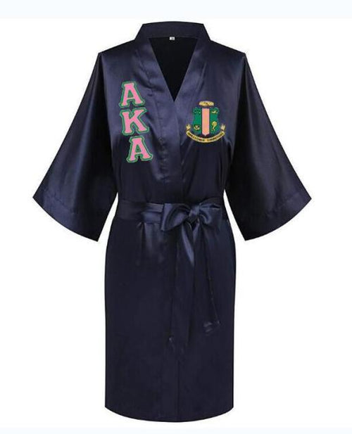 Load image into Gallery viewer, Sorority Delta, AKA, Zeta Sigma Faux Silk and Polyester Bath Robe..
