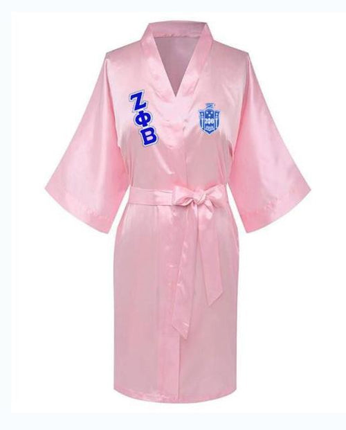 Load image into Gallery viewer, Sorority Delta, AKA, Zeta Sigma Faux Silk and Polyester Bath Robe..
