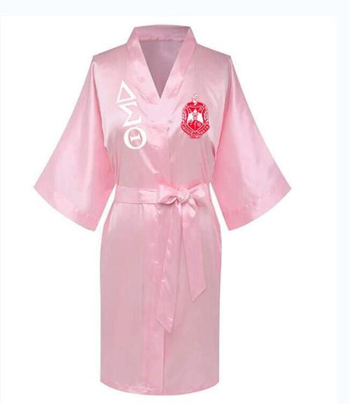 Load image into Gallery viewer, Sorority Delta, AKA, Zeta Sigma Faux Silk and Polyester Bath Robe..
