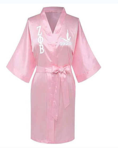 Load image into Gallery viewer, Sorority Delta, AKA, Zeta Sigma Faux Silk and Polyester Bath Robe..
