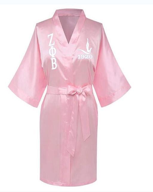 Sorority Delta, AKA, Zeta Sigma Faux Silk and Polyester Bath Robe..