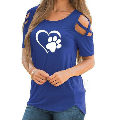 Load image into Gallery viewer, Heart Paw Off Shoulder Tops
