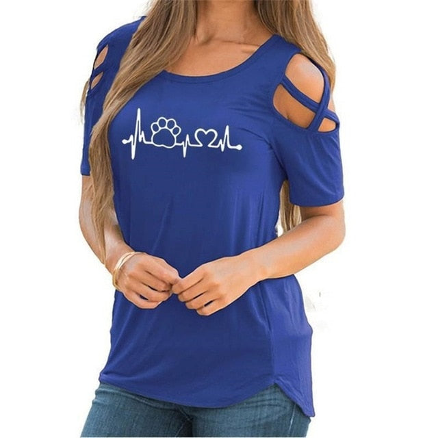 Heart Paw Off Shoulder Tops