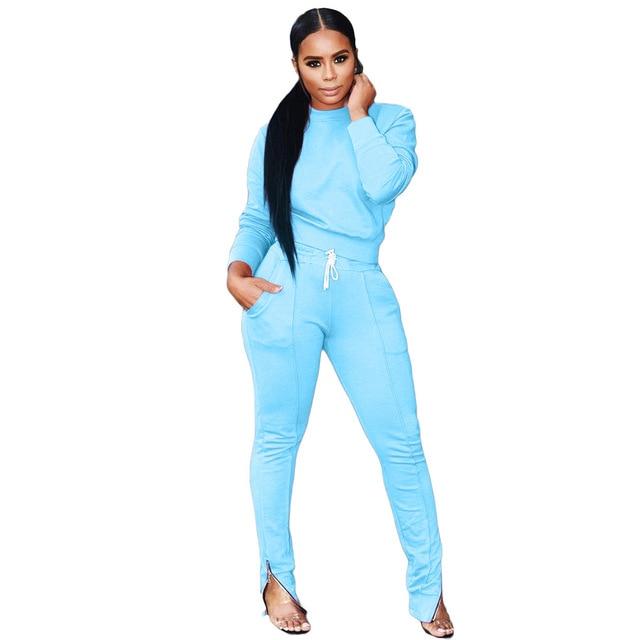 Sassy Two Piece Set Top and Pants with Foot Zipper