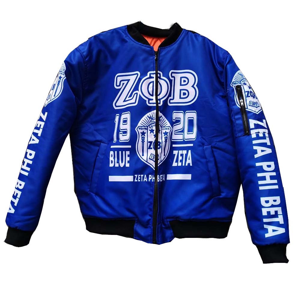 Winter Keep Warm Nylon and Cotton Sorority Fraternity ZPB Custom Bomber Jacket