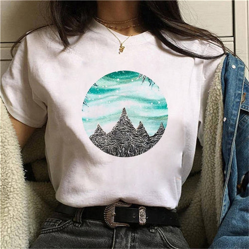 Load image into Gallery viewer, Geometric Prints on White Short Sleeve TShirt
