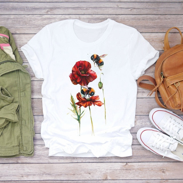 Summer Everyday Fashion Print  T-Shirts