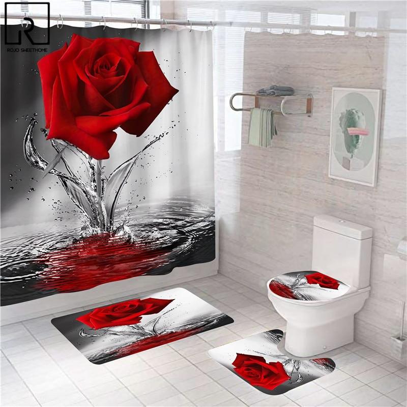 Radiant Blue, Red, Pink, Rose Shower Curtain with Hooks