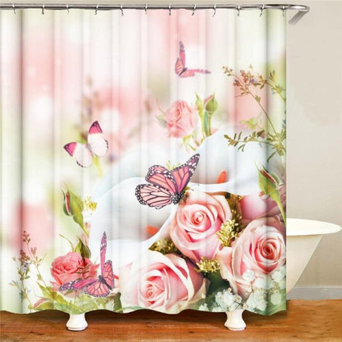 Load image into Gallery viewer, Radiant Blue, Red, Pink, Rose Shower Curtain with Hooks
