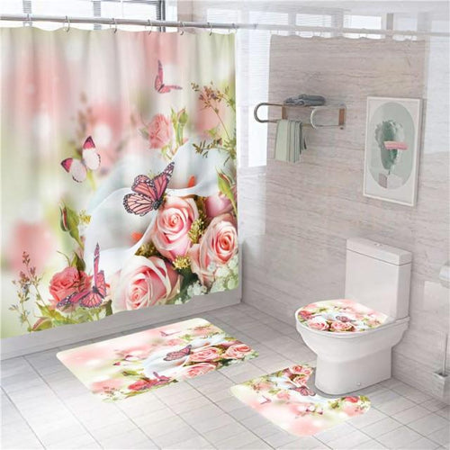 Load image into Gallery viewer, Radiant Blue, Red, Pink, Rose Shower Curtain with Hooks
