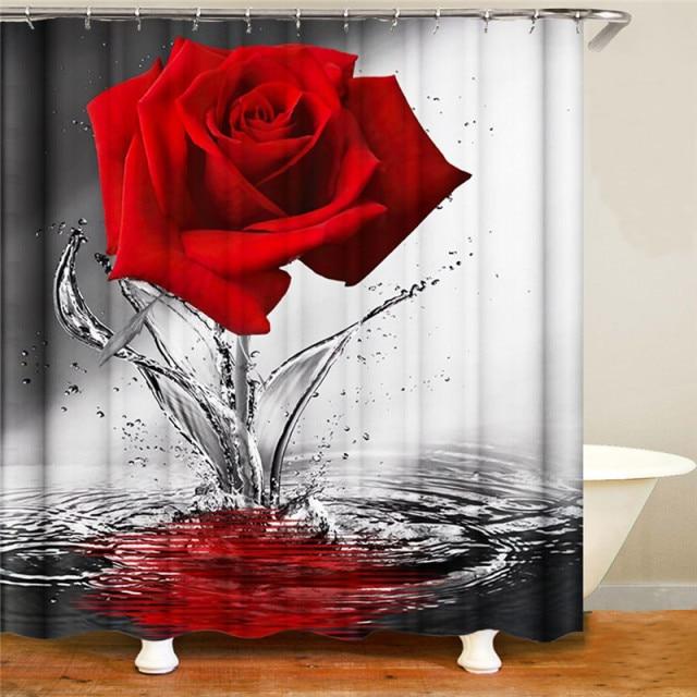 Radiant Blue, Red, Pink, Rose Shower Curtain with Hooks