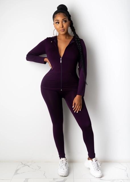 Load image into Gallery viewer, Two Piece Set, Long Sleeve Hooded Sporty Top with Matching Leggings
