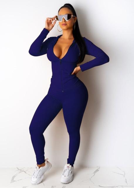 Two Piece Set, Long Sleeve Hooded Sporty Top with Matching Leggings