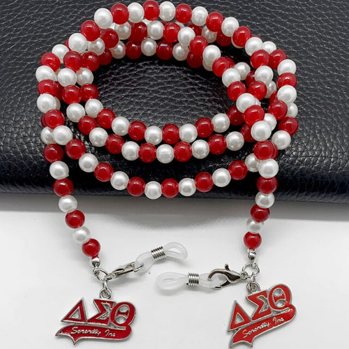 Load image into Gallery viewer, new fashion red Greek letter sorority DELTA DST society jewelry pendant beads mask chain glasses chain necklace
