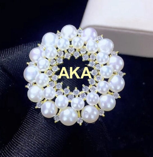 Load image into Gallery viewer, Drop shipping Greek Sorority Round Shape Pearl Pins Brooch Jewelry
