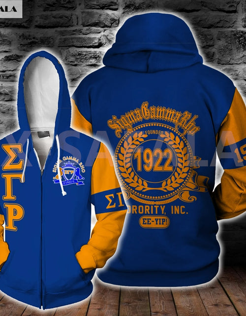 Load image into Gallery viewer, ΣΓΡ Sigma Gamma Rho Pattern 3D Over Printed Hoodie Man Women Unisex Outwear Zipper Pullover Sweatshirt Casual
