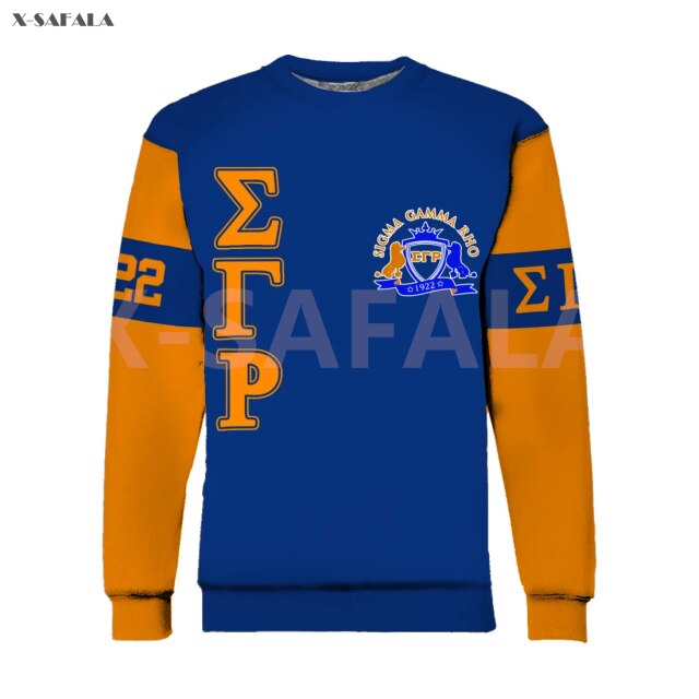 ΣΓΡ Sigma Gamma Rho Pattern 3D Over Printed Hoodie Man Women Unisex Outwear Zipper Pullover Sweatshirt Casual