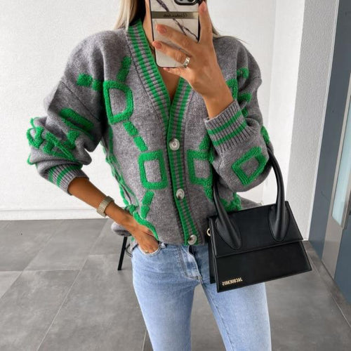 Load image into Gallery viewer, Statement-Making Oversized Sweater in AKA Pink and Green
